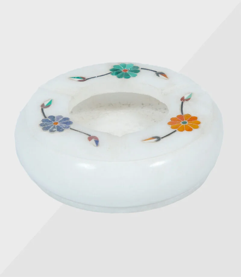 White Marble Inlay Ash Tray