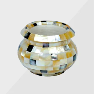 Marble Inlay Candle Votive Or Flower Pot