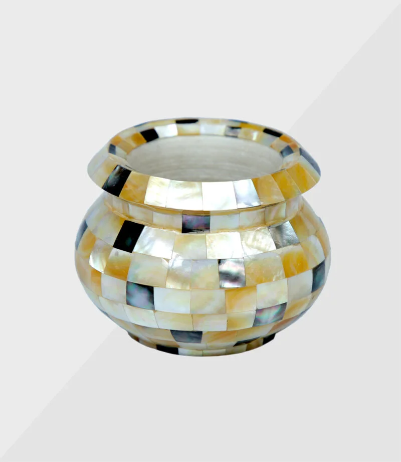 Marble Inlay Candle Votive Or Flower Pot