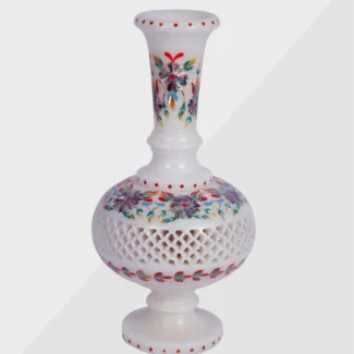 White Marble Inlay Flower Vase