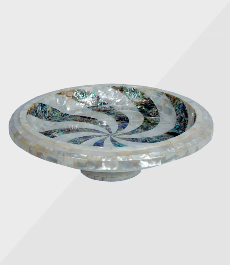 white-marble-inlay-fruit-bowl White Marble Inlay Fruit Bowl