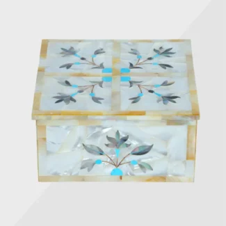 White Marble Inlay Jewellery Box